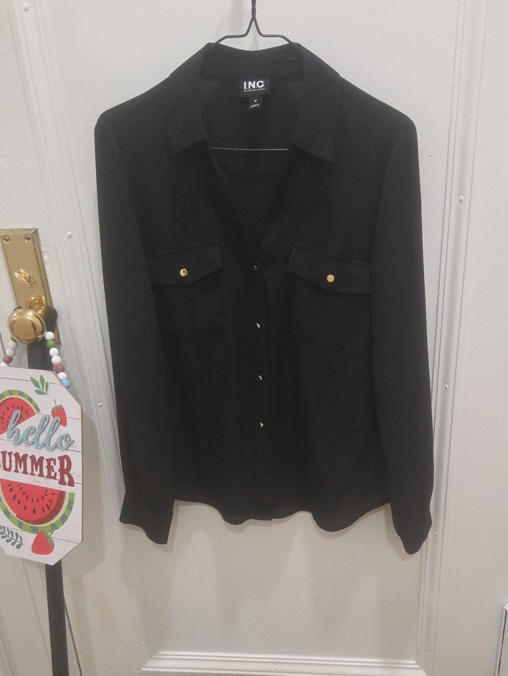 Women's Black Button-Front Utility Shirt Jacket